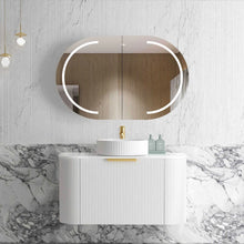 Load image into Gallery viewer, BONDI SATIN WHITE FLUTED 900X450X450 CURVE VANITY
