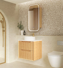 Load image into Gallery viewer, BYRON FLUTED 600MM WOODLAND OAK WALL HUNG VANITY