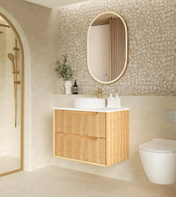 Load image into Gallery viewer, BYRON FLUTED 750MM WOODLAND OAK WALL HUNG VANITY