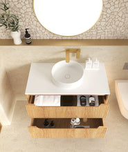 Load image into Gallery viewer, BYRON FLUTED 750MM WOODLAND OAK WALL HUNG VANITY