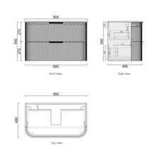 Load image into Gallery viewer, HAVANA 900MM FLUTED WALL HUNG CURVE VANITY