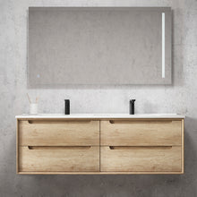 Load image into Gallery viewer, BYRON NATURAL OAK 1500MM WALL HUNG VANITY DOUBLE BOWLS