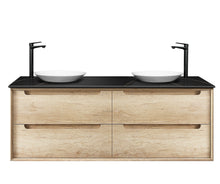 Load image into Gallery viewer, BYRON NATURAL OAK 1500MM WALL HUNG VANITY DOUBLE BOWLS