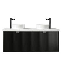 Load image into Gallery viewer, MARLO MATTE BLACK 1500MM WALL HUNG VANITY D-BOWLS
