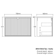 Load image into Gallery viewer, MARLO MATTE BLACK 750MM WALL HUNG VANITY