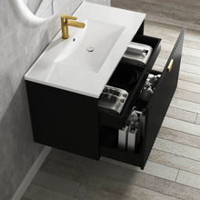 Load image into Gallery viewer, MARLO MATTE BLACK 900MM WALL HUNG VANITY