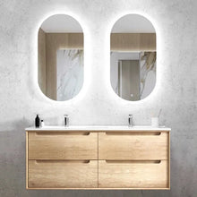 Load image into Gallery viewer, BYRON NATURAL OAK 1200MM WALL HUNG VANITY DOUBLE BOWLS
