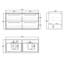 Load image into Gallery viewer, BYRON NATURAL OAK 1200MM WALL HUNG VANITY DOUBLE BOWLS