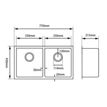 Load image into Gallery viewer, DOUBLE BOWLS TOP/UNDERMOUNT SINK 770x450x215mm
