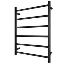 Load image into Gallery viewer, 6 BARS ROUND MATT BLACK ELECTRIC HEATED TOWEL RACK