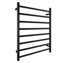Load image into Gallery viewer, 8 BARS ROUND MATT BLACK ELECTRIC HEATED TOWEL RACK