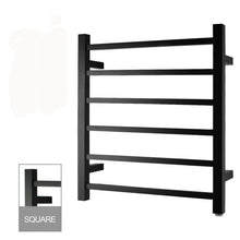 Load image into Gallery viewer, 6 BARS SQUARE MATT BLACK ELECTRIC HEATED TOWEL LADDER