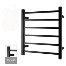 Load image into Gallery viewer, 6 BARS SQUARE MATT BLACK ELECTRIC HEATED TOWEL LADDER
