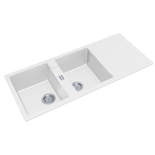 Load image into Gallery viewer, KITCHEN SINK DOUBLE BOWLS DRAINBOARD GRANITE STONE WHITE
