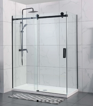 Load image into Gallery viewer, CVP031 FRAMELESS SLIDING SHOWER SCREEN WITH RETURN PANEL - BLACK
