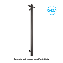 Load image into Gallery viewer, VERTICAL HEATED TOWEL BAR RD 240VOLT - MATT BLACK
