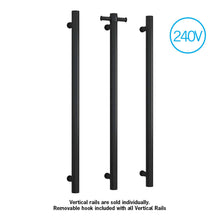 Load image into Gallery viewer, VERTICAL HEATED TOWEL BAR RD 240VOLT - MATT BLACK
