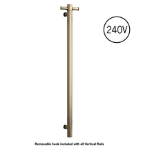 Load image into Gallery viewer, VERTICAL HEATED TOWEL BAR RD 240VOLT - BRUSHED BRASS
