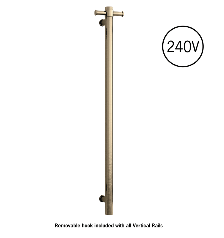 VERTICAL HEATED TOWEL BAR RD 240VOLT - BRUSHED BRASS