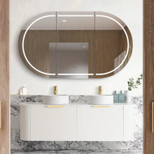 Load image into Gallery viewer, BONDI SATIN WHITE FLUTED 1500X450X450 CURVE VANITY
