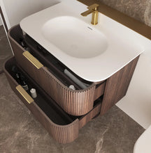 Load image into Gallery viewer, HAVANA 750MM FLUTED WALL HUNG CURVE VANITY
