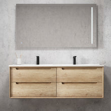 Load image into Gallery viewer, BYRON NATURAL OAK 1500MM WALL HUNG VANITY DOUBLE BOWLS
