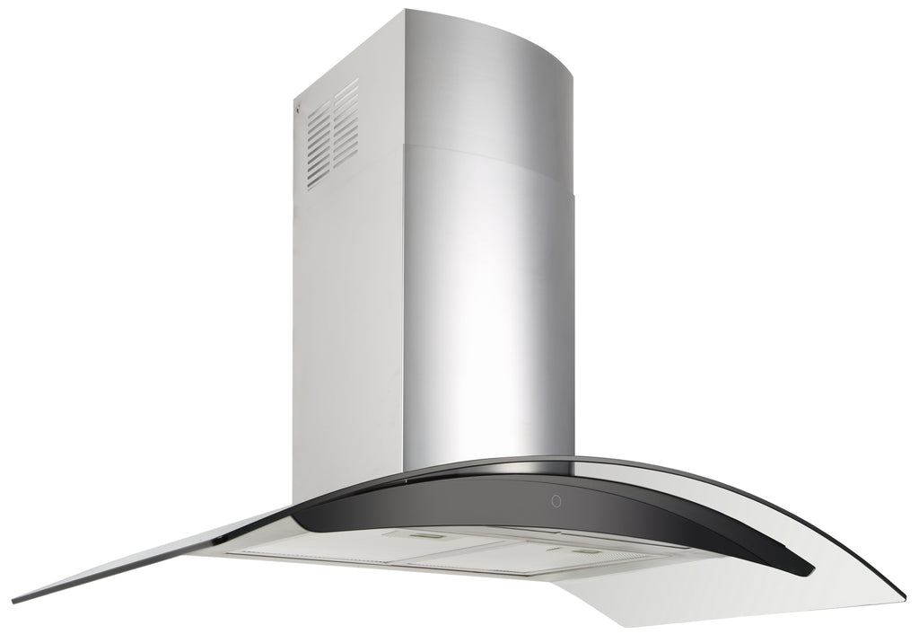 DILUSSO CURVED GLASS CANOPY RANGEHOOD 900MM - CH903GSTL