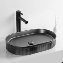 Load image into Gallery viewer, OVAL FLUTED MATT BLACK BASIN IA071MB
