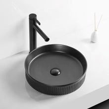 Load image into Gallery viewer, ROUND FLUTED MATT BLACK BASIN IA072MB
