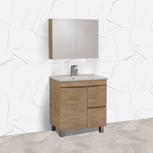 FOREST TIMBER 750MM FREE-STANDING CURVE EDGE VANITY