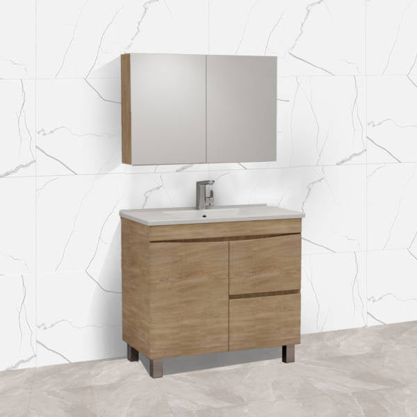 FOREST TIMBER 900MM FREE-STANDING CURVE EDGE VANITY