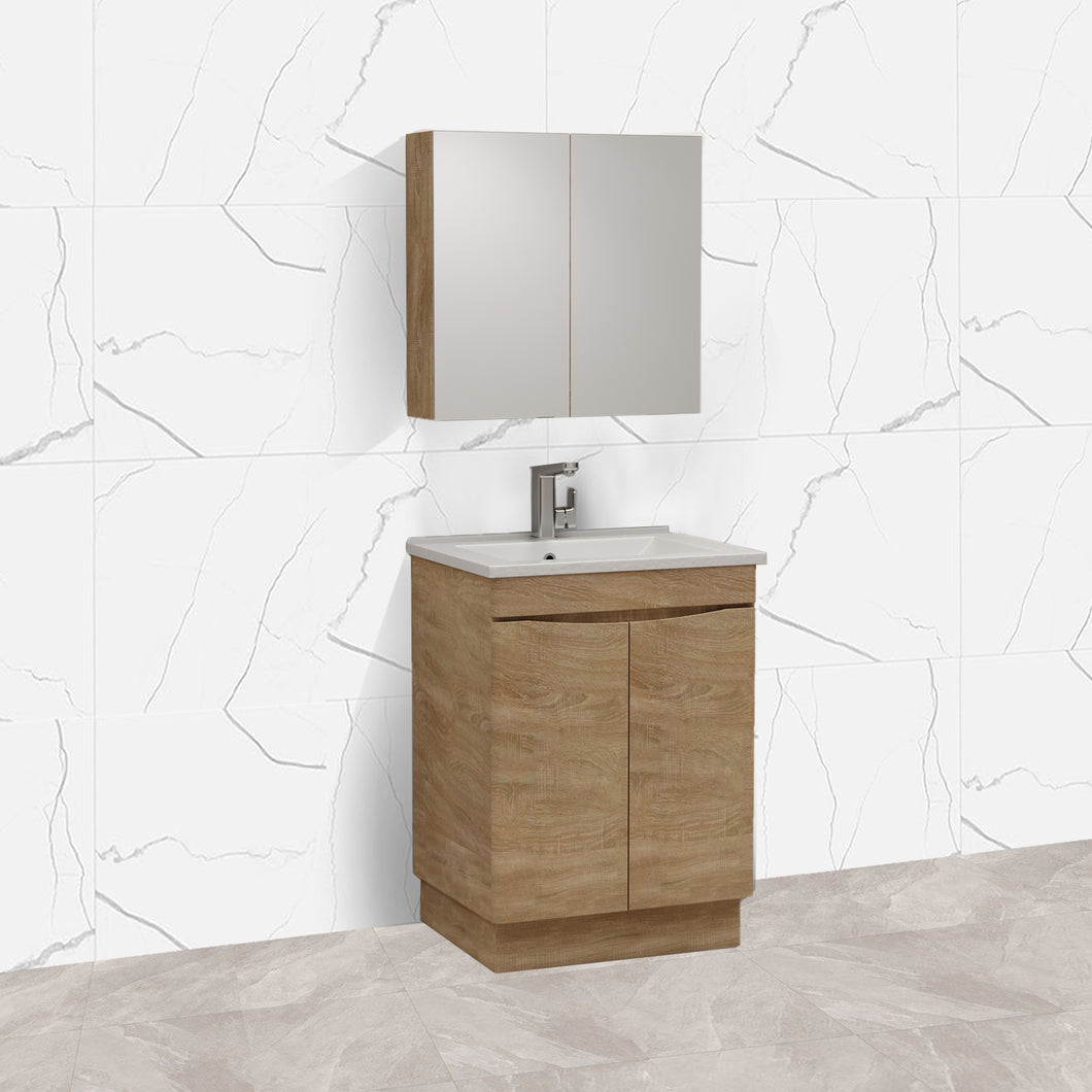 FOREST TIMBER 600MM FREE-STANDING CURVE EDGE VANITY
