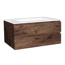 Load image into Gallery viewer, QUBIST TIMBERLOOK DOUBLE DRAWS 1200MM WALL HUNG VANITY
