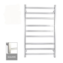 Load image into Gallery viewer, 9 BARS SQUARE CHROME ELECTRIC HEATED TOWEL LADDER
