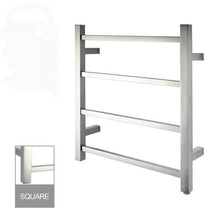 Load image into Gallery viewer, 4 BARS SQUARE CHROME ELECTRIC HEATED TOWEL LADDER
