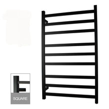 Load image into Gallery viewer, 9 BARS SQUARE MATT BLACK ELECTRIC HEATED TOWEL LADDER
